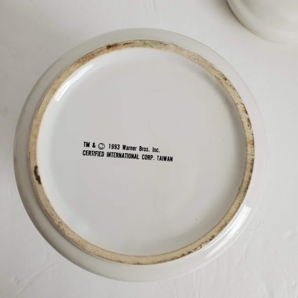 Vintage Tweety Bird Looney Tunes Warner Bros Cookie Jar White Black Check 1993 - Picture 11 of 11